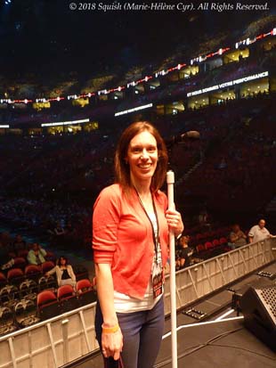 Marie-Hélène Cyr with Jon Bon Jovi's microphone stand in Montreal, Quebec, Canada (May 17, 2018)